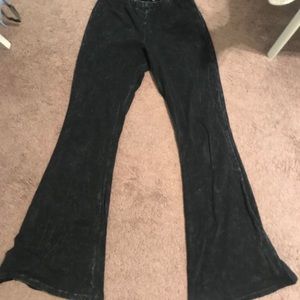 Black Elastic waist flare pant